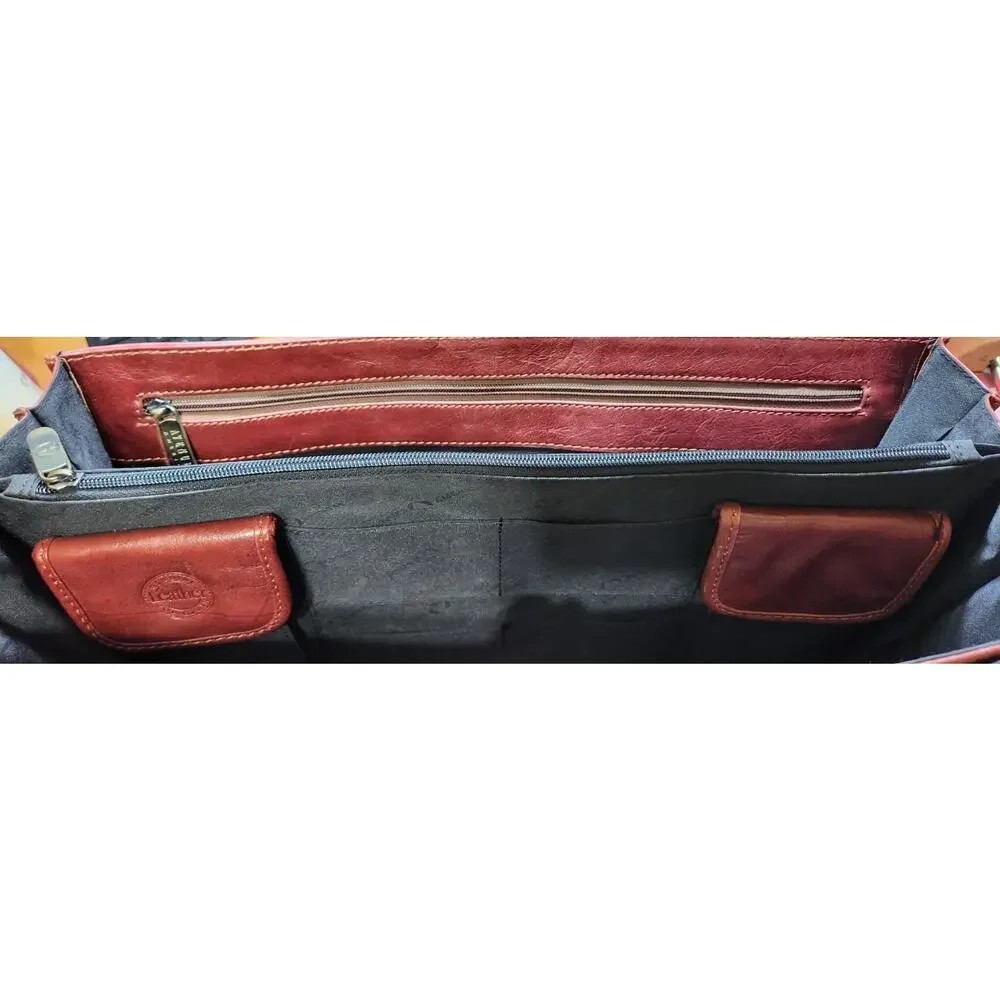 Avenues America Top-Grain Brown Leather‎ Portfolio Briefcase W/Key